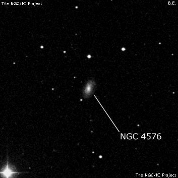 NGC 4576 - спиральная галактика с баром. Описание NGC 4576:, Галактика в созвездии Дева