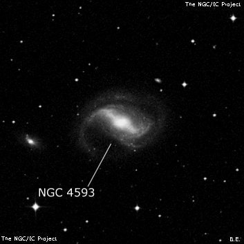 NGC 4593 - спиральная галактика с баром. Описание NGC 4593:, Галактика в созвездии Дева