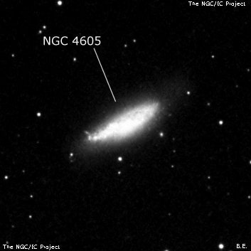 NGC 4605 - спиральная галактика с баром. Описание NGC 4605:, Галактика в созвездии Большая Медведица