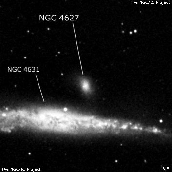 NGC 4627 - галактика. Описание NGC 4627:, Галактика в созвездии Гончие Псы