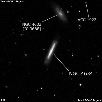 NGC 4634 - спиральная галактика с баром. Описание NGC 4634:, Галактика в созвездии Волосы Вероники