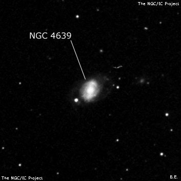 NGC 4639 - спиральная галактика с баром. Описание NGC 4639:, Галактика в созвездии Дева