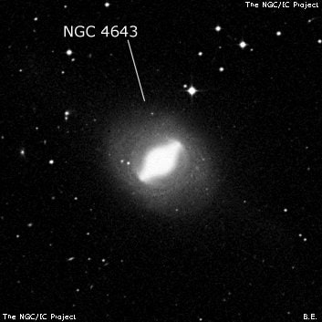 NGC 4643 - спиральная галактика с баром. Описание NGC 4643:, Галактика в созвездии Дева