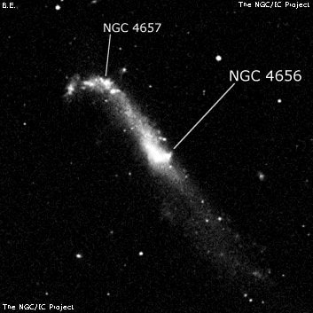 NGC 4656 - спиральная галактика с баром. Описание NGC 4656:, Галактика в созвездии Гончие Псы