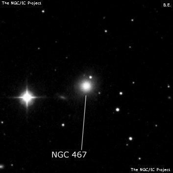 NGC 467 - линзовидная галактика. Описание NGC 467:, Галактика в созвездии Рыбы
