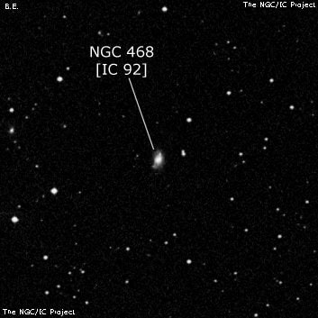 NGC 468 - линзовидная галактика. Описание NGC 468:, Галактика в созвездии Рыбы