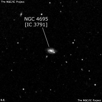 NGC 4695 - спиральная галактика с баром. Описание NGC 4695:, Галактика в созвездии Большая Медведица