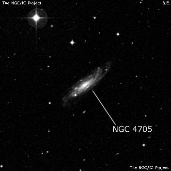 NGC 4705 - спиральная галактика с баром. Описание NGC 4705:, Галактика в созвездии Дева