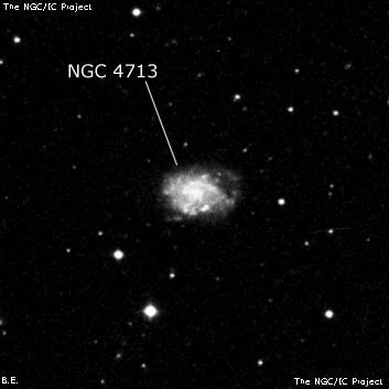 NGC 4713 - спиральная галактика с баром. Описание NGC 4713:, Галактика в созвездии Дева