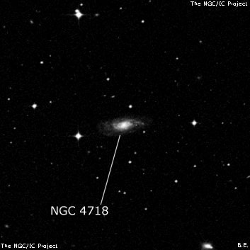 NGC 4718 - спиральная галактика с баром. Описание NGC 4718:, Галактика в созвездии Дева