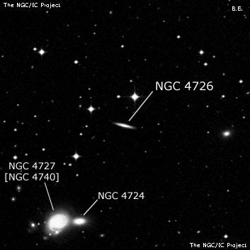 NGC 4726 - линзовидная галактика. Описание NGC 4726:, Галактика в созвездии Ворон