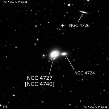 NGC 4727 - спиральная галактика с баром. Описание NGC 4727:, Объект глубокого космоса в созвездии Ворон