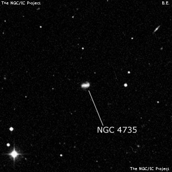 NGC 4735 - спиральная галактика с баром. Описание NGC 4735:, Галактика в созвездии Волосы Вероники