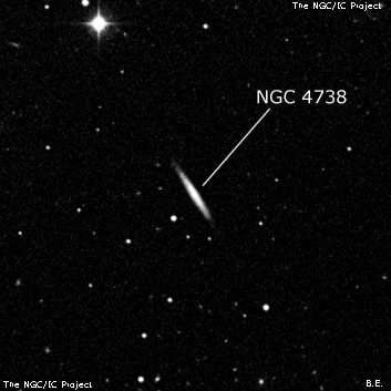 NGC 4738 - спиральная галактика. Описание NGC 4738:, Галактика в созвездии Волосы Вероники