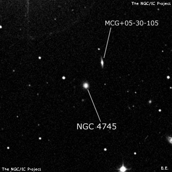 NGC 4745 - спиральная галактика с баром. Описание NGC 4745:, Галактика в созвездии Волосы Вероники
