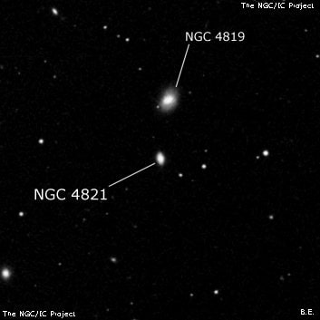 NGC 4821 - эллиптическая галактика. Описание NGC 4821:, Галактика в созвездии Волосы Вероники