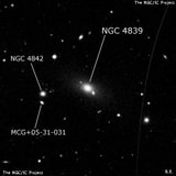 NGC 4839 - эллиптическая галактика. Описание NGC 4839:, Галактика в созвездии Волосы Вероники