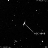 NGC 4848 - спиральная галактика с баром. Описание NGC 4848:, Галактика в созвездии Волосы Вероники