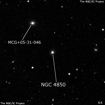 NGC 4850 - линзовидная галактика. Описание NGC 4850:, Галактика в созвездии Волосы Вероники
