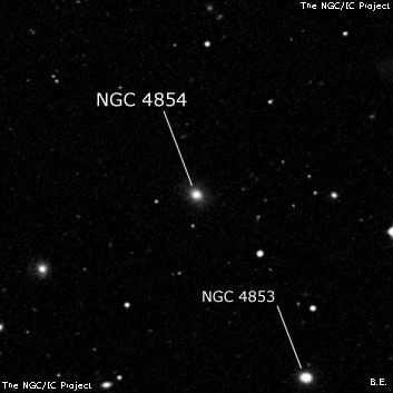 NGC 4854 - спиральная галактика с баром. Описание NGC 4854:, Галактика в созвездии Волосы Вероники