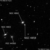 NGC 4858 - спиральная галактика с баром. Описание NGC 4858:, Галактика в созвездии Волосы Вероники