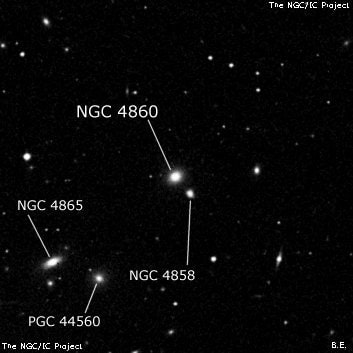 NGC 4860 - эллиптическая галактика. Описание NGC 4860:, Галактика в созвездии Волосы Вероники