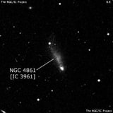 NGC 4861 - спиральная галактика с баром. Описание NGC 4861:, Галактика в созвездии Гончие Псы