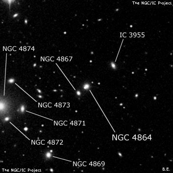 NGC 4864 - эллиптическая галактика. Описание NGC 4864:, Галактика в созвездии Волосы Вероники