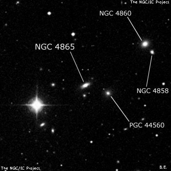 NGC 4865 - эллиптическая галактика. Описание NGC 4865:, Галактика в созвездии Волосы Вероники