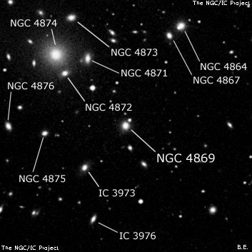 NGC 4869 - эллиптическая галактика. Описание NGC 4869:, Галактика в созвездии Волосы Вероники
