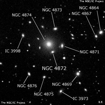 NGC 4872 - эллиптическая галактика. Описание NGC 4872:, Галактика в созвездии Волосы Вероники