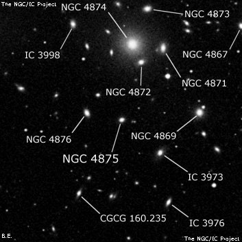 NGC 4875 - линзовидная галактика. Описание NGC 4875:, Галактика в созвездии Волосы Вероники