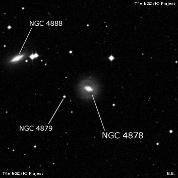 NGC 4878 - спиральная галактика с баром. Описание NGC 4878:, Галактика в созвездии Дева