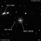 NGC 4878 - спиральная галактика с баром. Описание NGC 4878:, Галактика в созвездии Дева