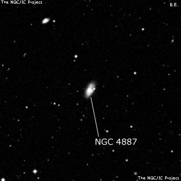 NGC 4887 - линзовидная галактика. Описание NGC 4887:, Галактика в созвездии Дева