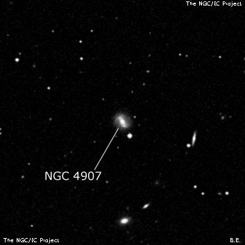 NGC 4907 - спиральная галактика с баром. Описание NGC 4907:, Галактика в созвездии Волосы Вероники