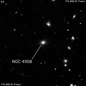 NGC 4908 - эллиптическая галактика. Описание NGC 4908:, Галактика в созвездии Волосы Вероники