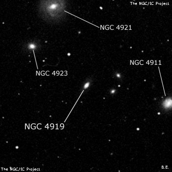 NGC 4919 - линзовидная галактика. Описание NGC 4919:, Галактика в созвездии Волосы Вероники