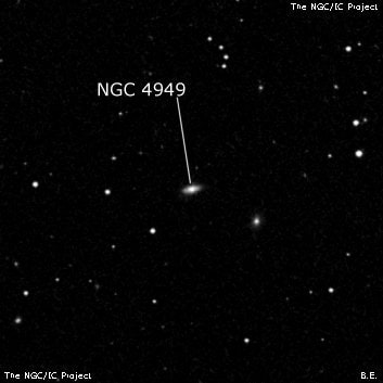 NGC 4949 - спиральная галактика с баром. Описание NGC 4949:, Галактика в созвездии Волосы Вероники