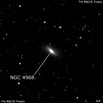 NGC 4968 - спиральная галактика с баром. Описание NGC 4968:, Галактика в созвездии Гидра