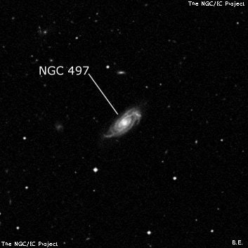 NGC 497 - спиральная галактика с баром. Описание NGC 497:, Галактика в созвездии Кит