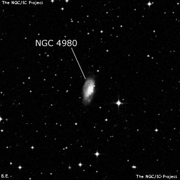 NGC 4980 - спиральная галактика с баром. Описание NGC 4980:, Галактика в созвездии Гидра