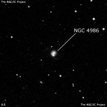 NGC 4986 - спиральная галактика с баром. Описание NGC 4986:, Галактика в созвездии Гончие Псы