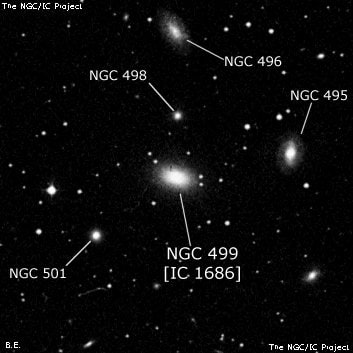 NGC 499 - галактика. Описание NGC 499:, Галактика в созвездии Рыбы