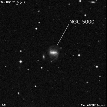 NGC 5000 - спиральная галактика с баром. Описание NGC 5000:, Галактика в созвездии Волосы Вероники