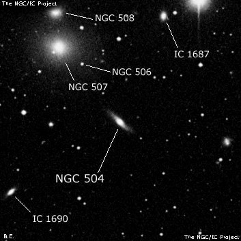 NGC 504 - линзовидная галактика. Описание NGC 504:, Галактика в созвездии Рыбы