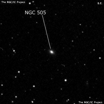 NGC 505 - линзовидная галактика. Описание NGC 505:, Галактика в созвездии Рыбы