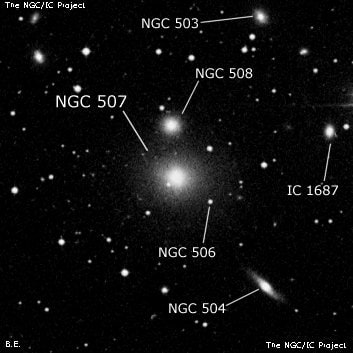 NGC 507 - галактика. Описание NGC 507:, Галактика в созвездии Рыбы