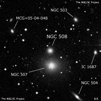 NGC 508 - эллиптическая галактика. Описание NGC 508:, Галактика в созвездии Рыбы