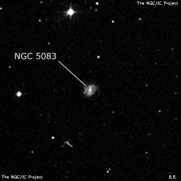 NGC 5083 - спиральная галактика с баром. Описание NGC 5083:, Галактика в созвездии Гончие Псы